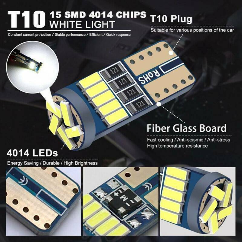 10xT10 LED Canbus Error Free Bulbs 15SMD 194 W5W Car Wedge Lamp Dome Map Lights!