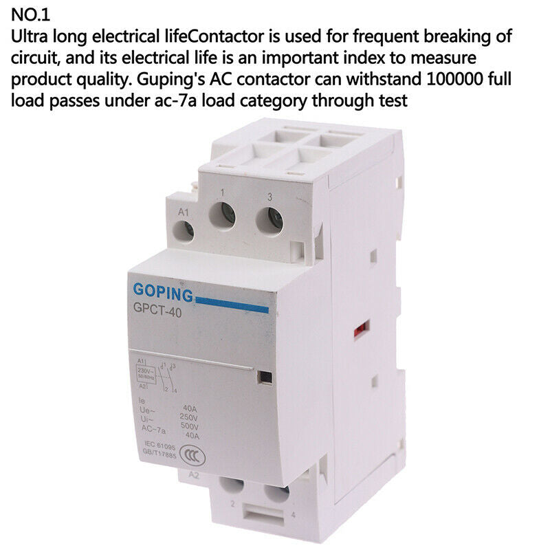2P 40A 220V 50/60HZ Din rail Household ac contactor 2NO:0J*DD