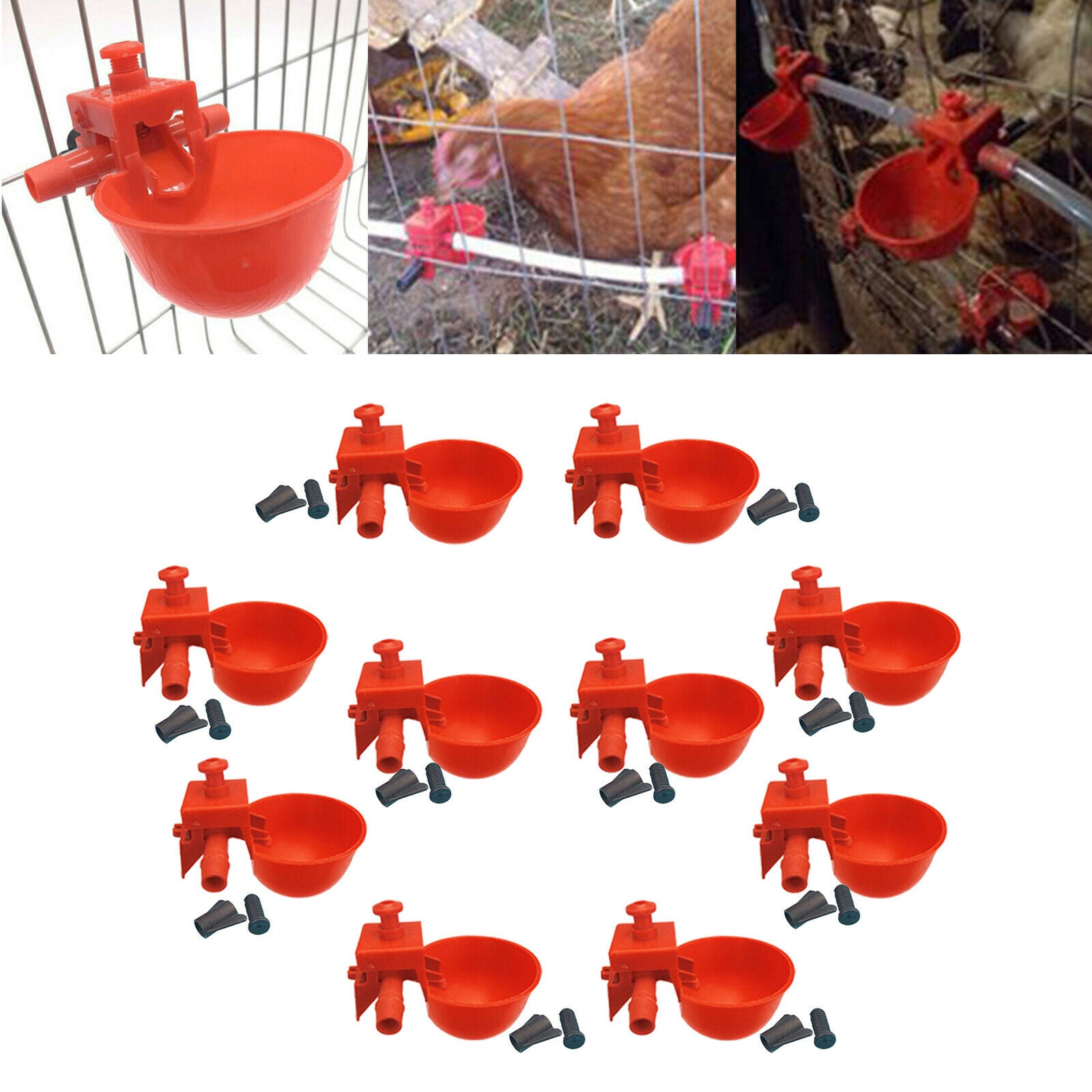 20Pcs Chick Duck Poultry Plastic Automatic Drinker Drinking Bowl Feeding Bowl