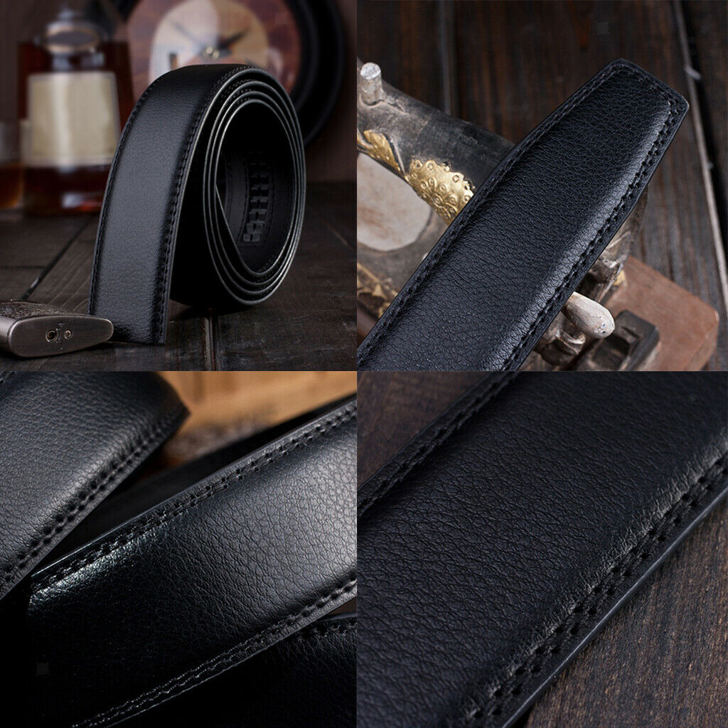 Casual PU Leather Ratchet Replacement Belt without Buckle 35mm 1 3/8" 120cm