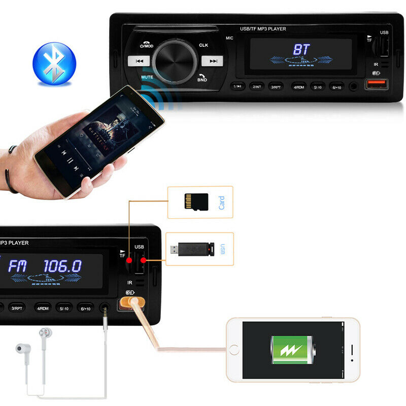 12V Bluetooth USB/FM/WMA/WAV Radio Audio Stereo MP3 Player Unit Remote Control