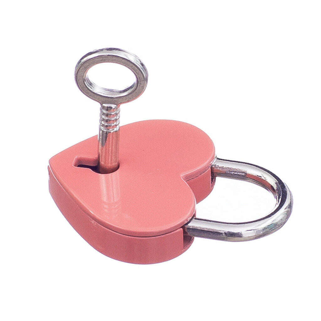 Mini Heart Shape Lock Key Set for Jewelry Box Luggage Collectibles Gift Pink