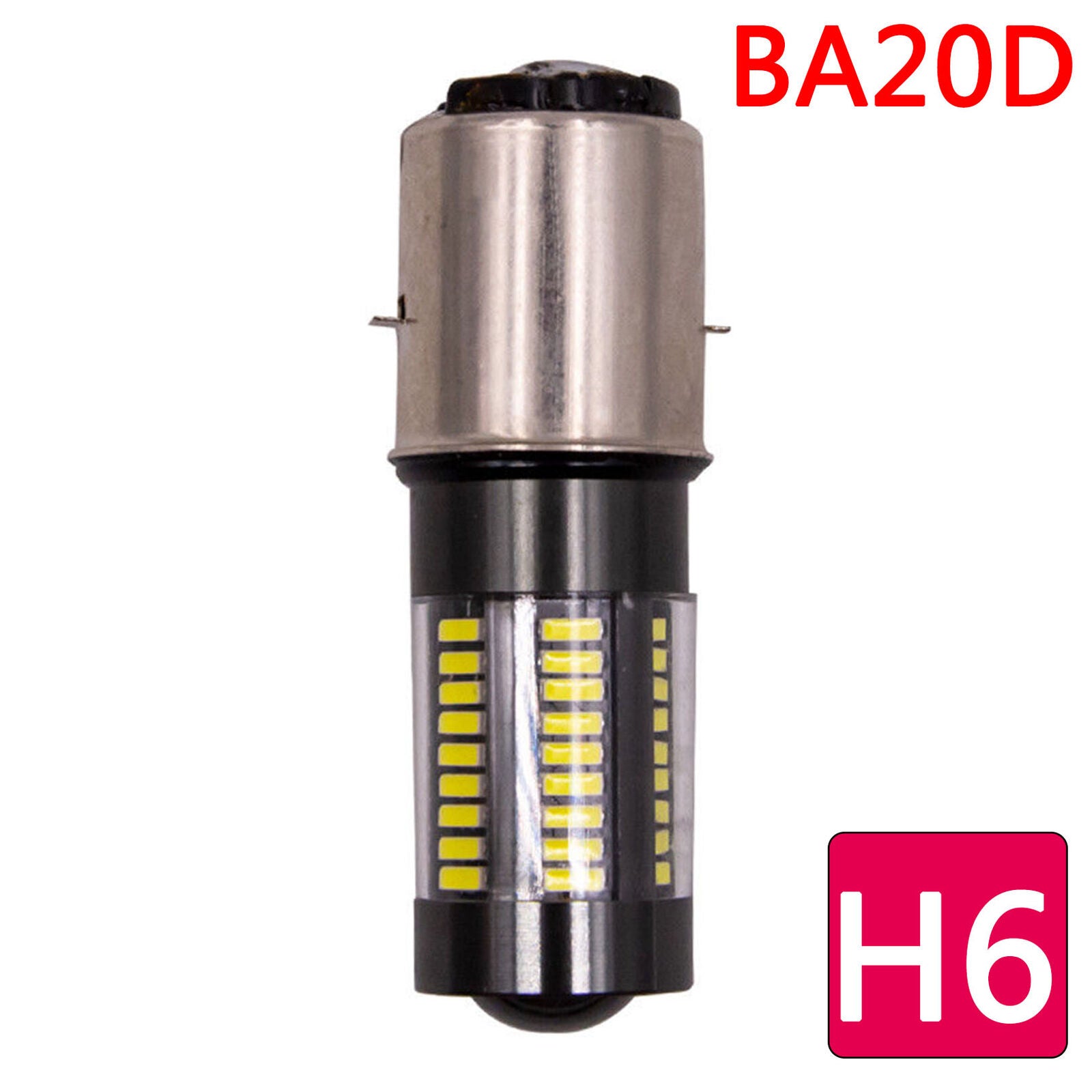 BA20D White LED Headlights Bulbs For Car Motorcycle Hi/Lo Beam 6000K DRL 1PC