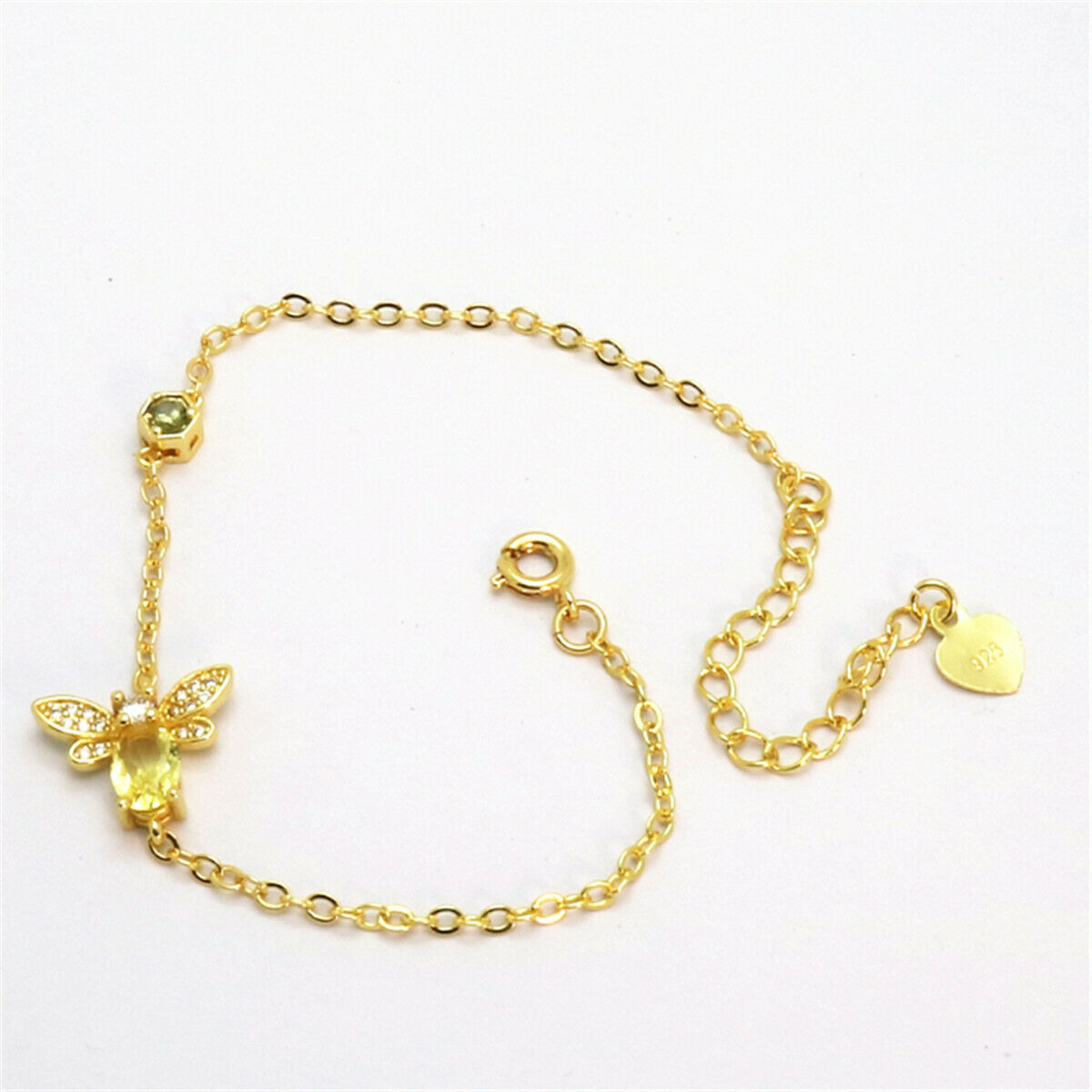 Copper Queen Of Bee Citrine Olivine Animal Pageant Bangle Charm Bracelet Gift