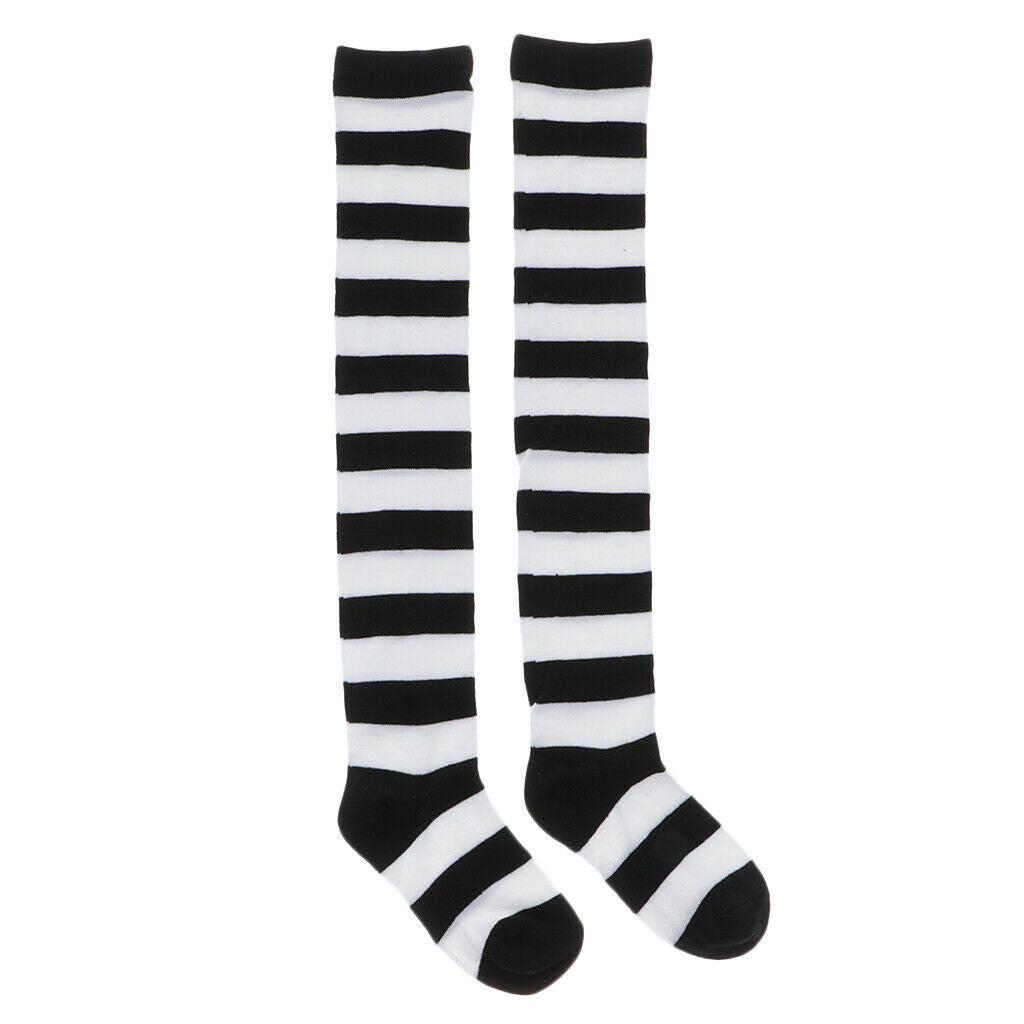 Women Striped Long Socks Causal Soft Knitted Stockings Tube Socks White