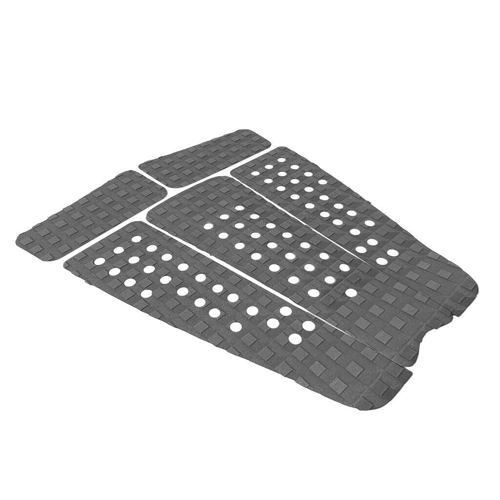 5 Pieces Square Grooved EVA Surfboard   Traction Deck Grip Tail Pad Gray