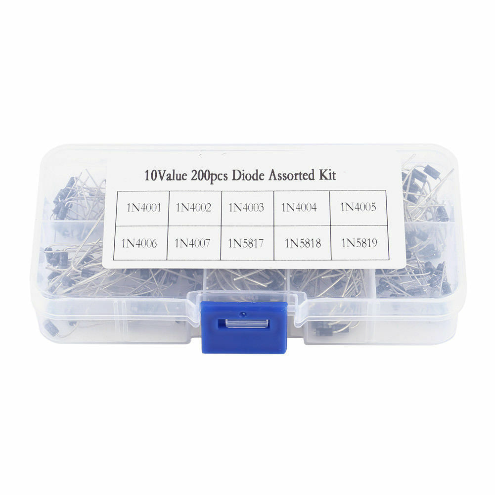 10 Value Rectifier Diode Schottky 1N4001-1N5819 Assortment Kit 200 Pcs