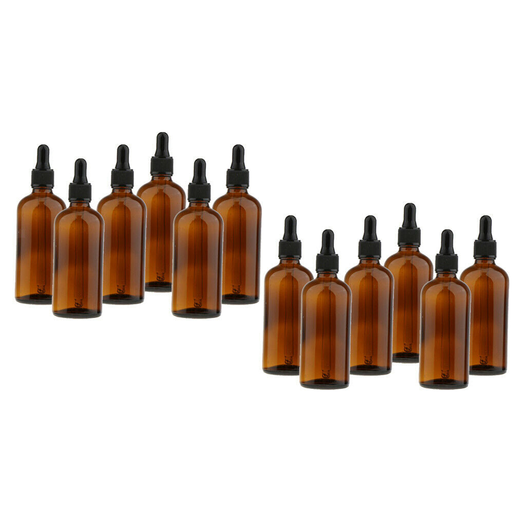 12pcs Amber Glass Bottles with Glass Eye Dropper Dispenser for Essential Oils US