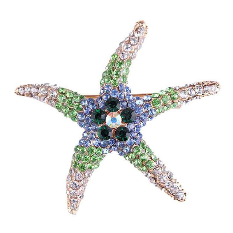 1Pc Crystal Rhinestones Starfish Brooches Women Brooch Pin Clothes Access.l8