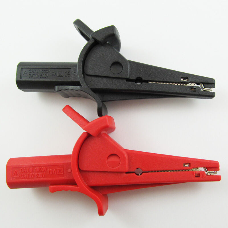 10 pcs Long Jaw Safety Alligator Clip to 4mm Banana Female Insulated Test Clip