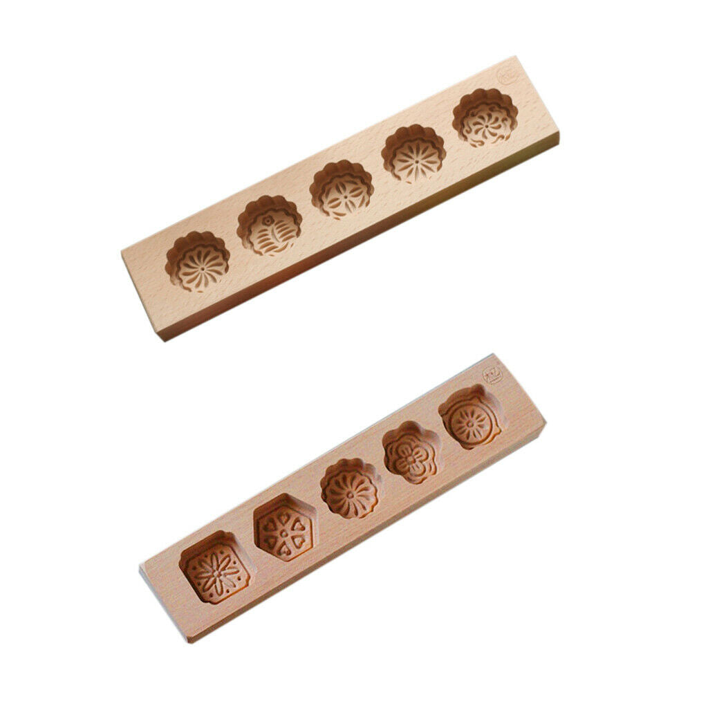 4 in 1 flower shape wood round moon cake pan mold mooncake decoration # 1