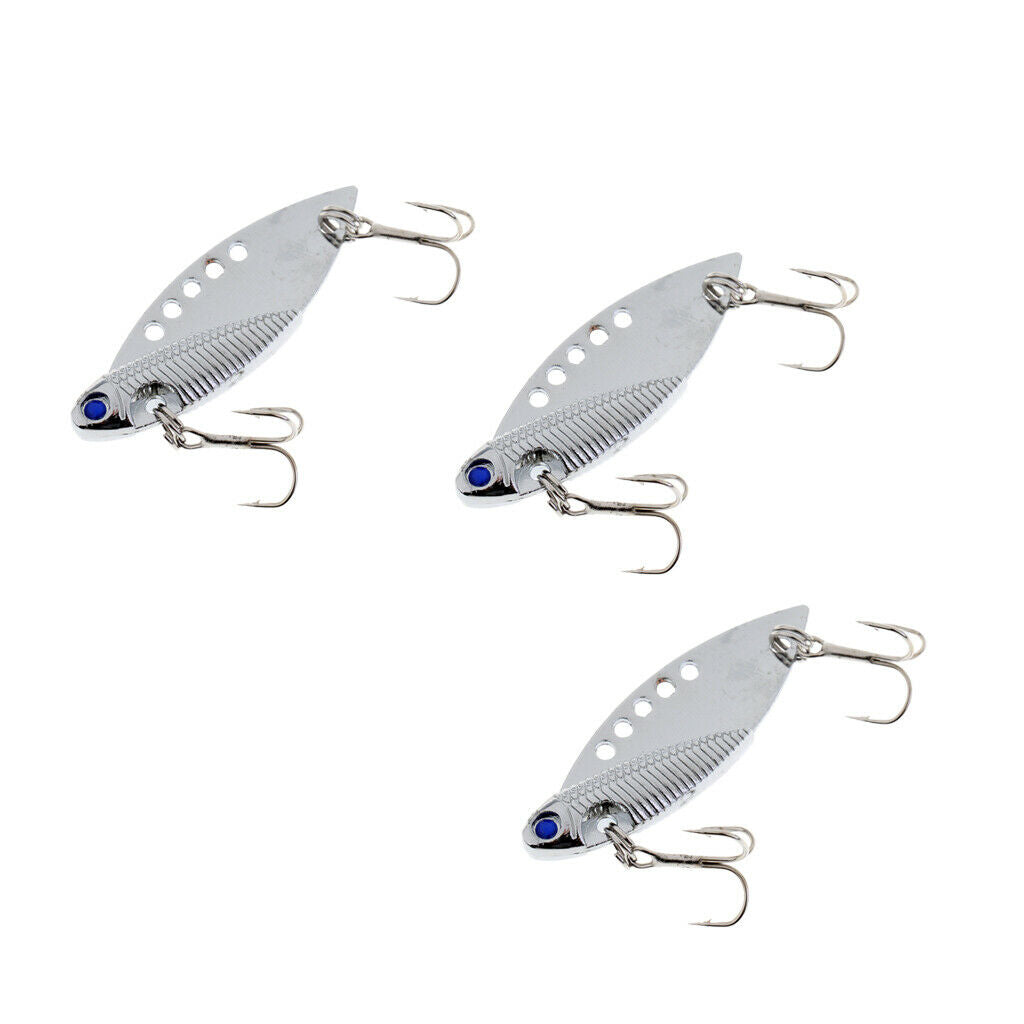 3Pcs VIB Metal Fishing Lure Crankbait 5cm/10g Bass Baits Hook Spoon Wobbler