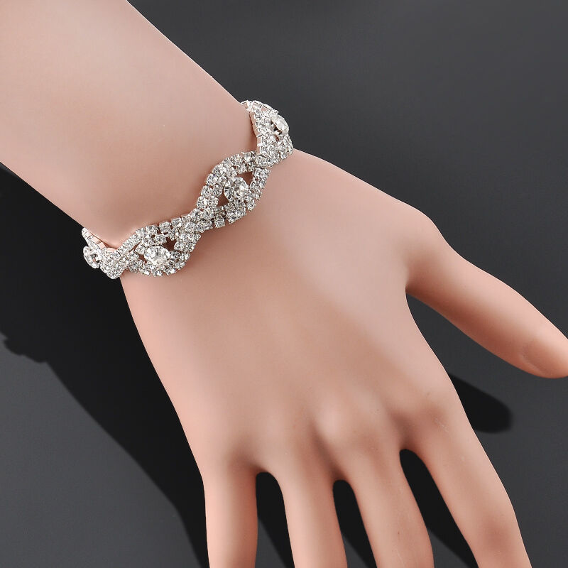 Deluxe Austrian Crystal Bracelet Women Infinity Rhinestone Bangle Fashion Gift