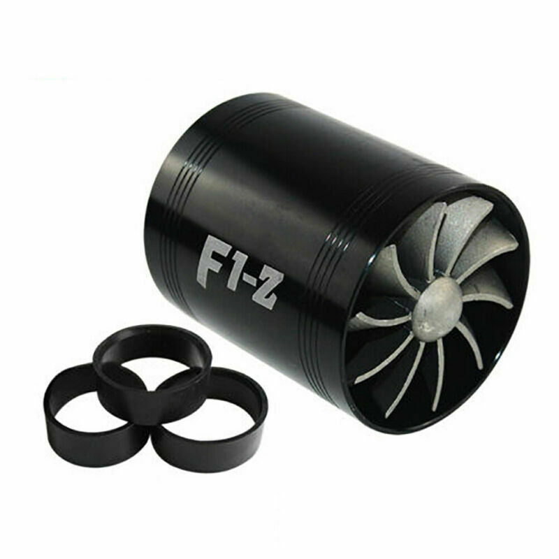 F1-Z Double Turbine Turbo Charger Air Intake Gas Fuel Saver Fan Car Supercharger