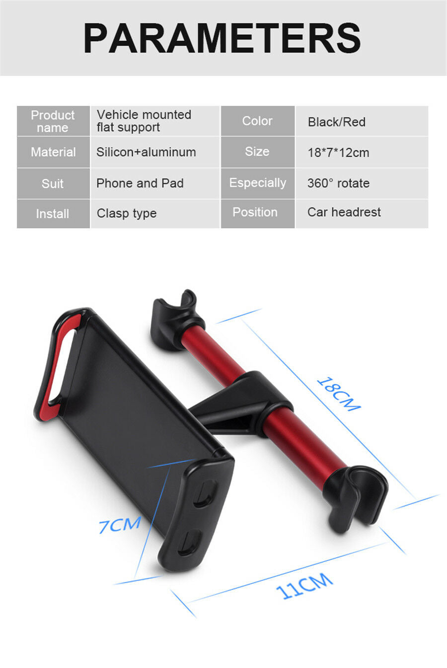 Back Seat Car Phone Holder 4-11.5inch Extendable Car Phone Holder Tablet Mobile
