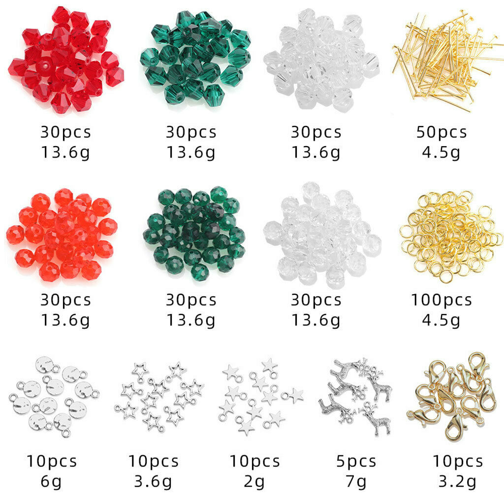 DIY Christmas Bracelet Color Beads Alloy Pendant Charms for Gift Adults