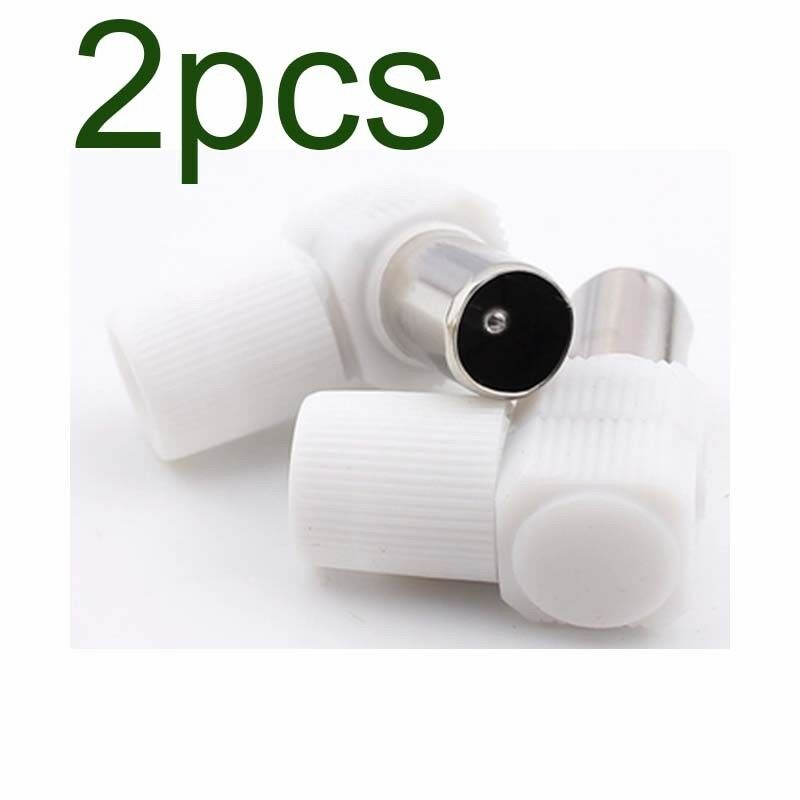 2pcs 90 angle FM Atenna Male to Female PAL TV RF Coxial Connector Adapter Plug