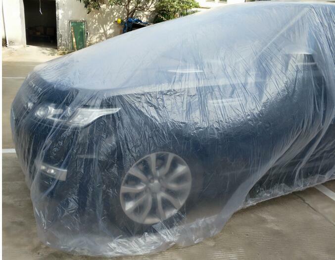 Disposable car cover Clear Plastic Temporary Rain Dust Snow Garage L For Car SUV
