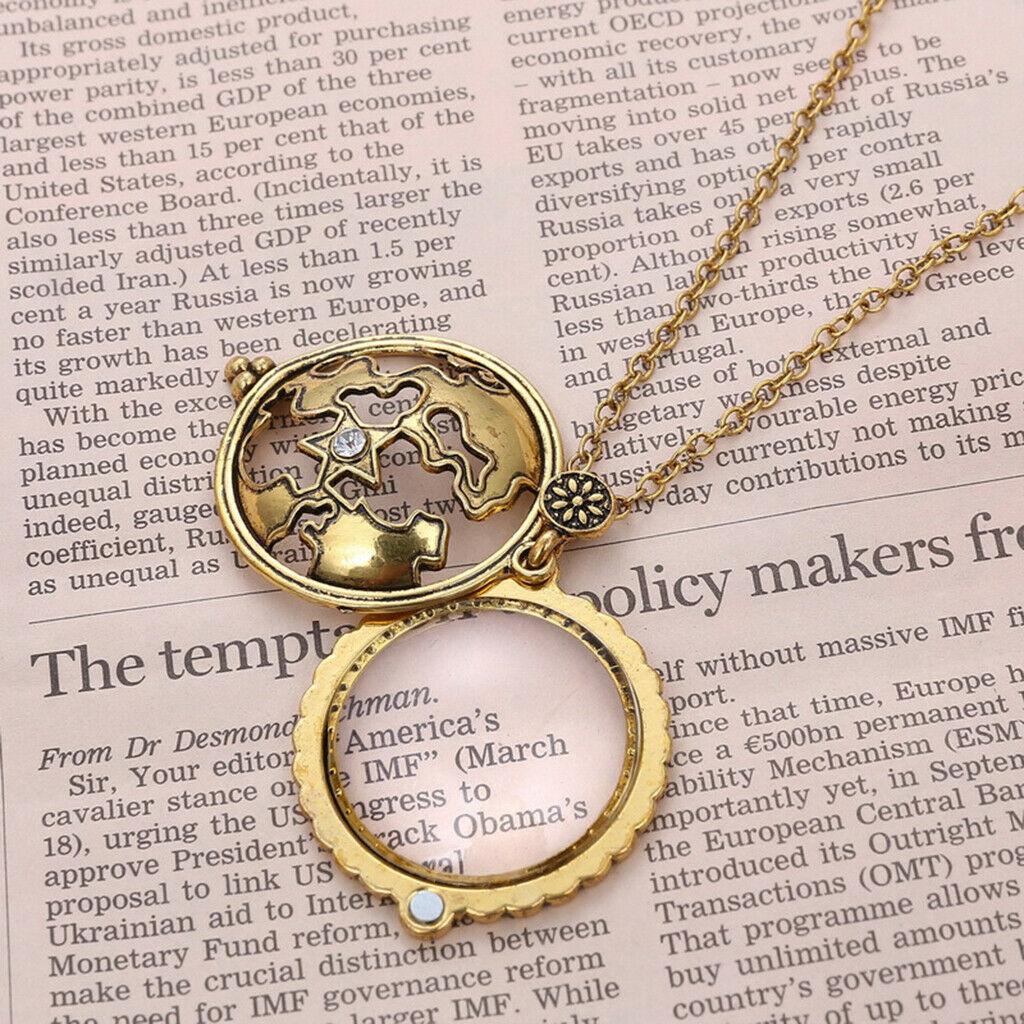 Magnifying Glass Locket Pendant Necklace Unisex Gothic Sweater Chain Jewelry