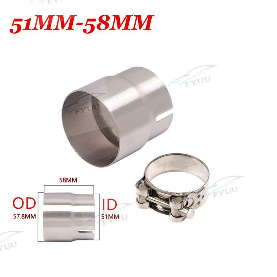 51mm to 58MM Motorcycle Exhaust Silencer Adapter Mild Reducer Connector Pipe