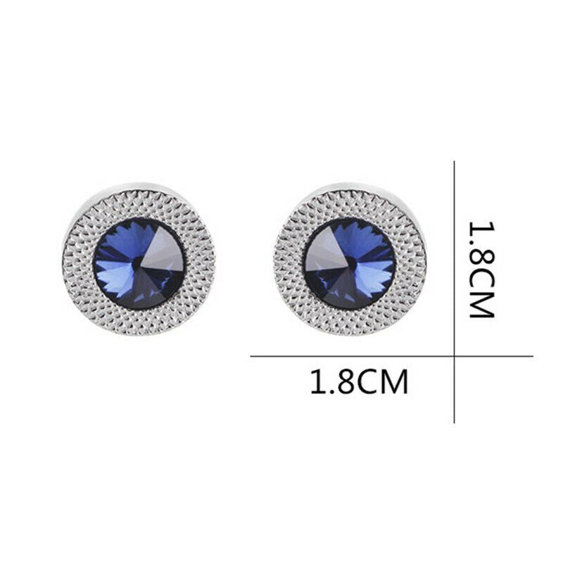 Fashion Men Blue White Cufflinks Crystal Cuff Links Shirt Button Charm JewH Qx