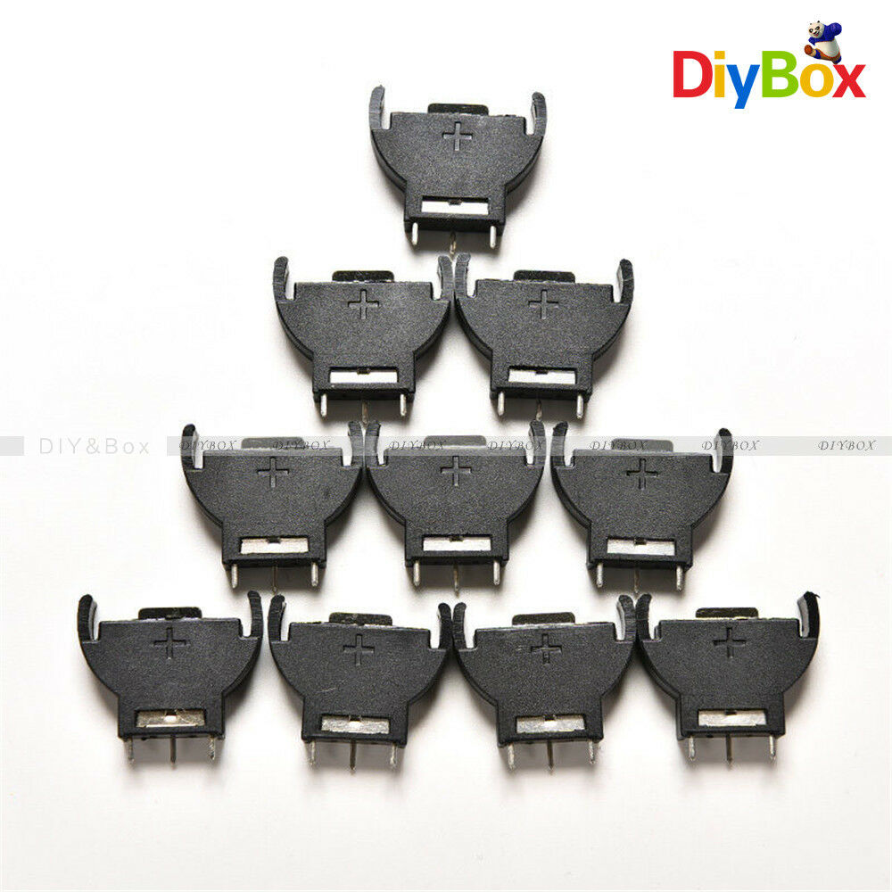 5PCS Black Plastic CR2032 Cell Button Lithium Battery Holder Sockets Case 3V