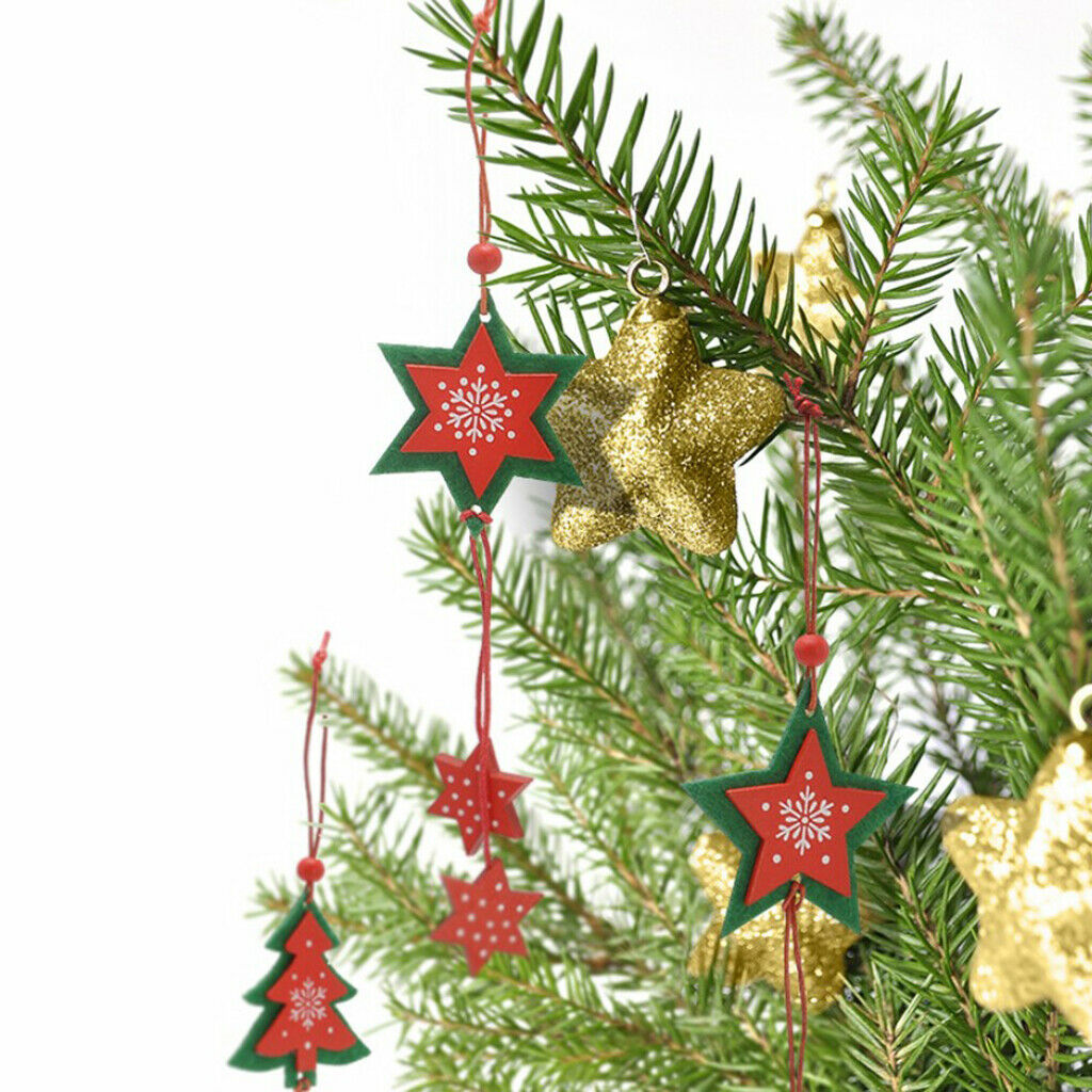 12x Non-Woven Christmas Tree Ornament Star Heart Charming Style Captivating DIY