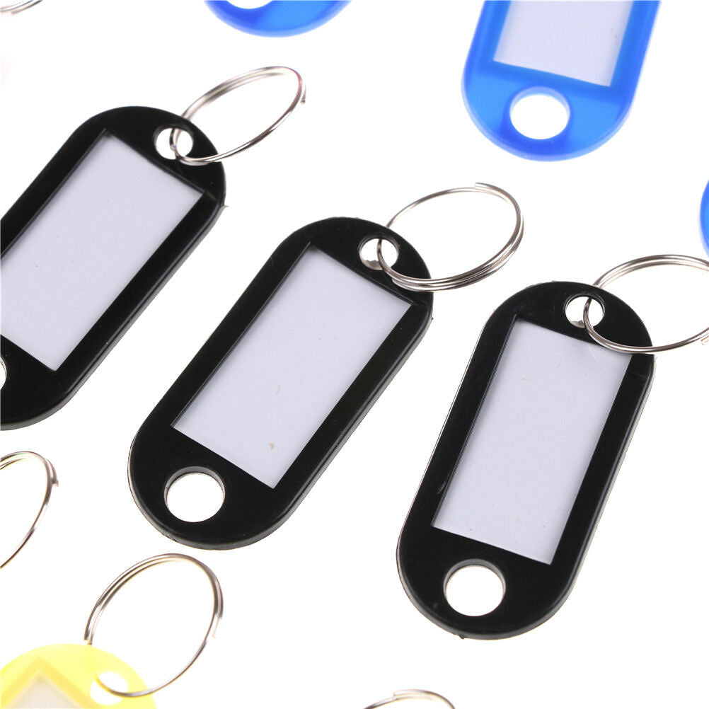 20pcs Keychain Key Split Ring ID Tags Name Card Label Luggage Bag Tag Tt