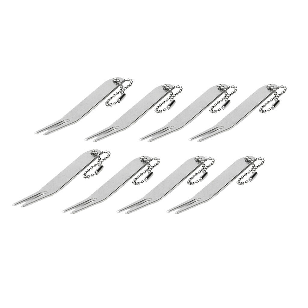 8x Curved Golf Fork Prongs Repairing Tool for Divot Green Pitch Repairing