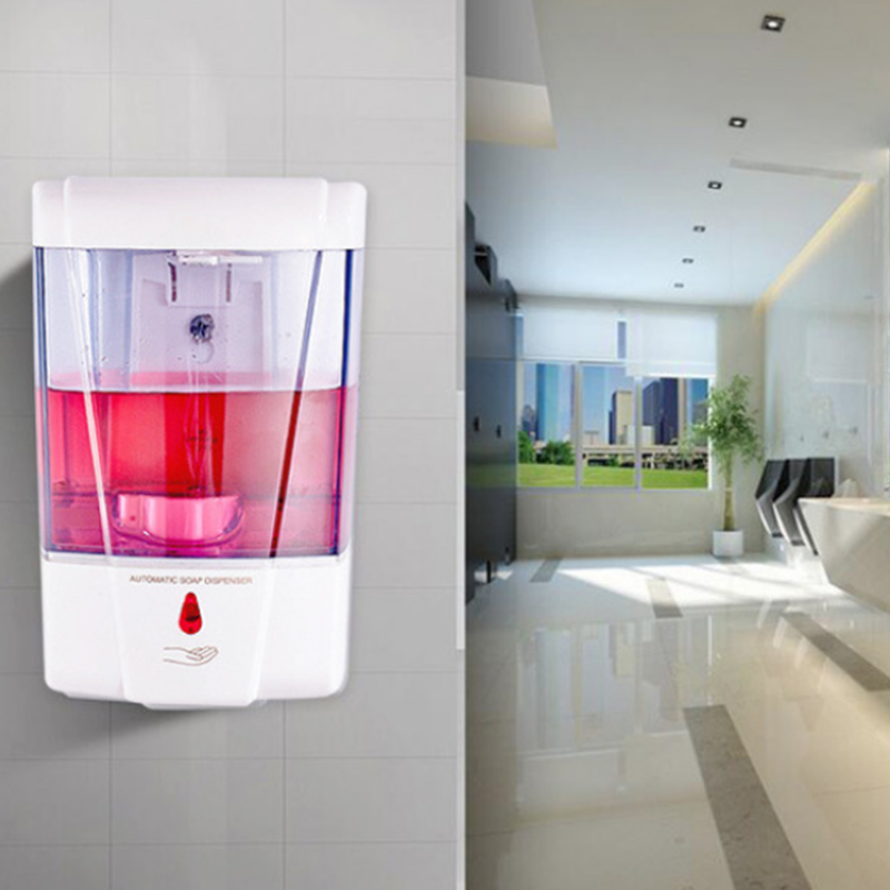 700ML Wall-Mounted Automatic Touchless IR Public Hand Soap Shampoo Dispenser