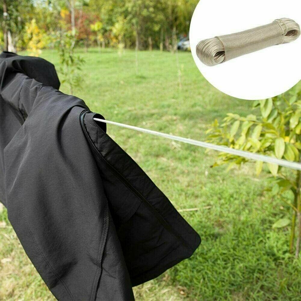 Heavy Steel Core Washing Clothes Plastic Coated Clothes Line Clothesline Rope US