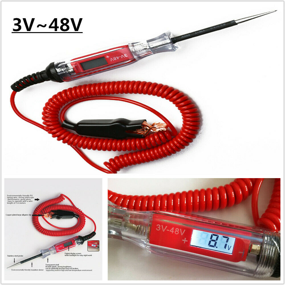 3~48V Digital LCD Display Electric Circuit Tester Test Light Car Boat Trailer RV
