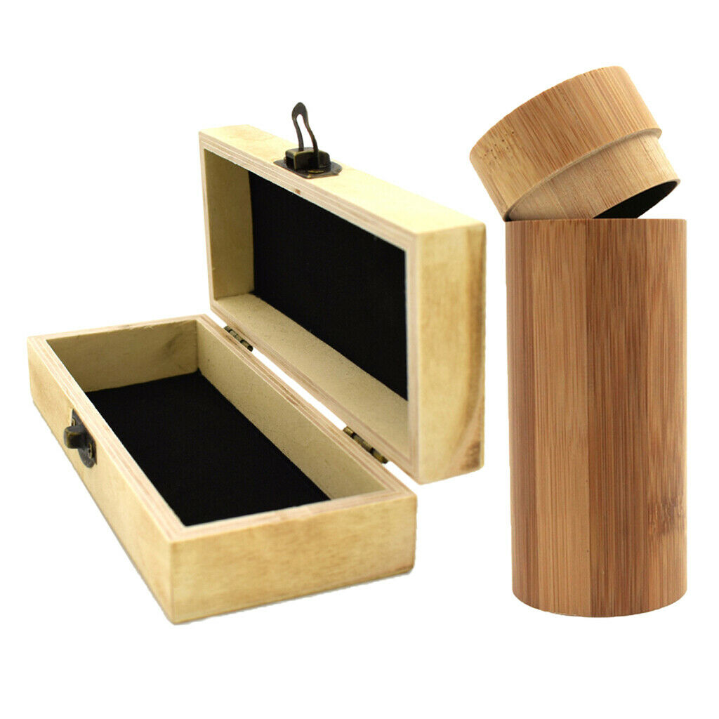 2Pcs Portable Retro Natural Wooden Sunglasses Eyeglass Box Pretector Holder