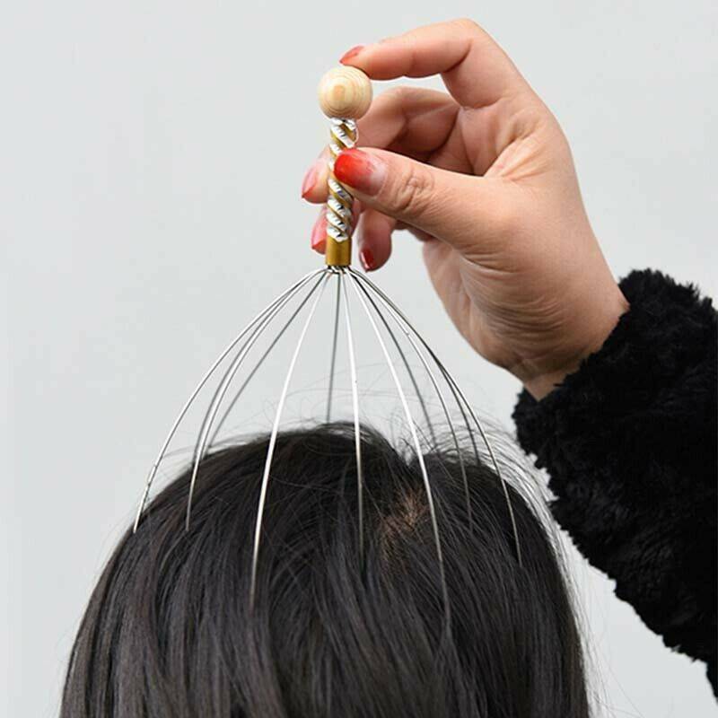Head Massager Neck Massage Octopus Scalp Stress Relax Spa Therapy Healing Tools.