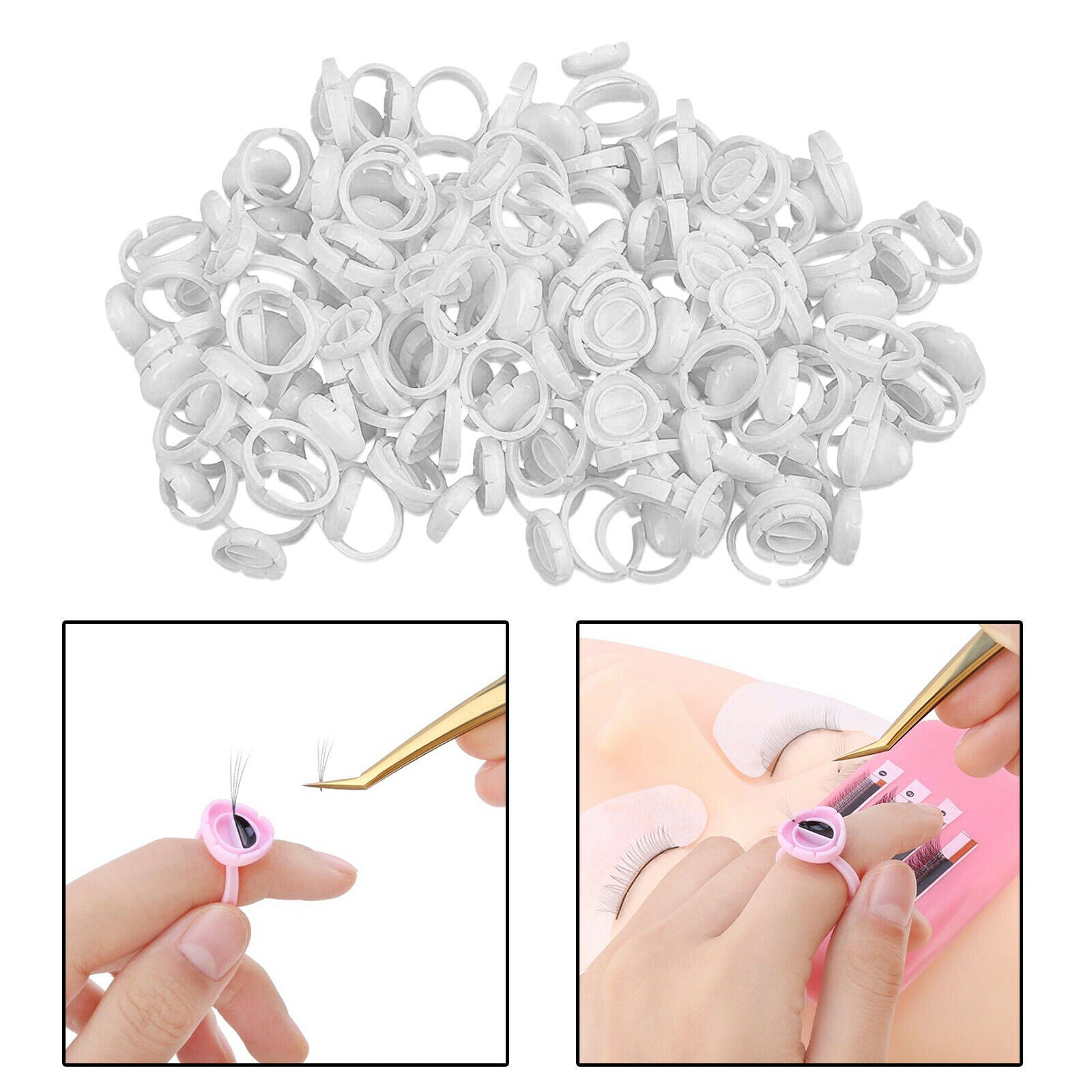 Eyelash Extension Rings Lash Glue Cup Glue Rings Makeup Supplies Tools White
