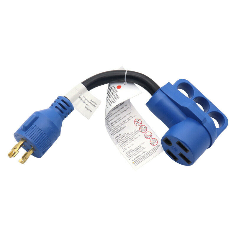 30A To 50A 125/250W RV Camper Trailer Charging Cable Cord Adapter Wire 10/3 AWG