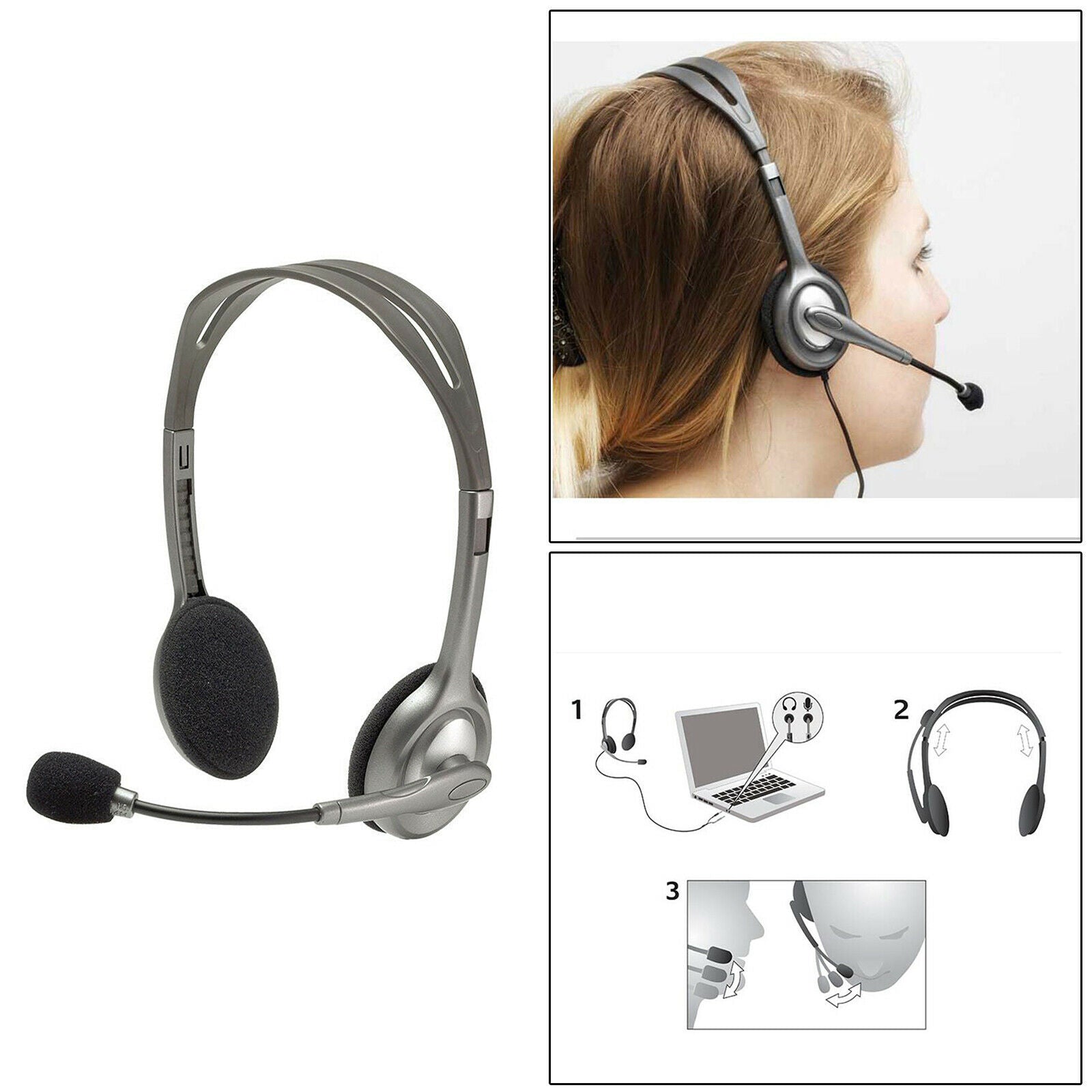 3.5mm Around-Ear Wired Headphone Audio Controls for Computer PC Education