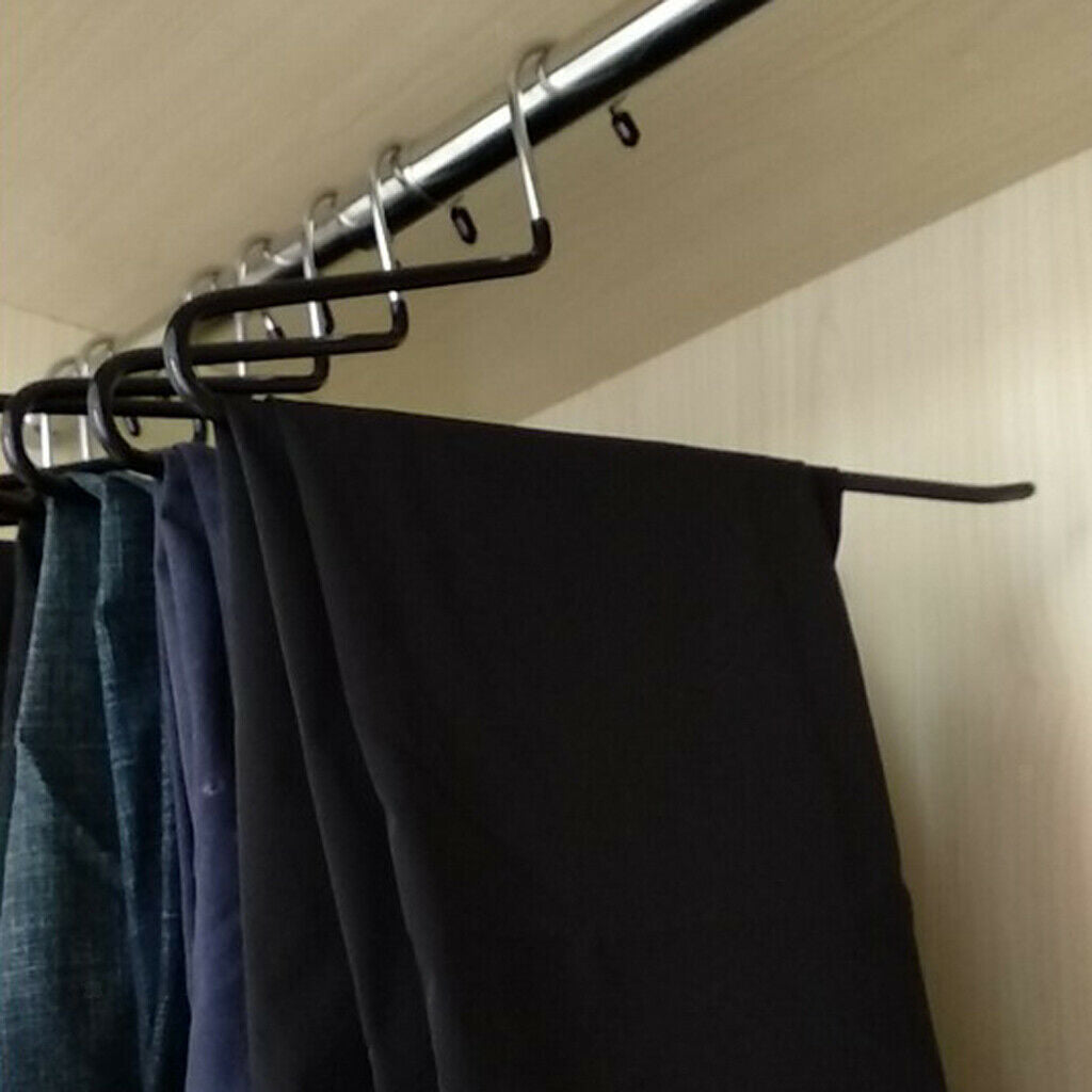 10 Pieces Black S-type Anti-slip Stainless Metal Pant Trousers Jean Hangers