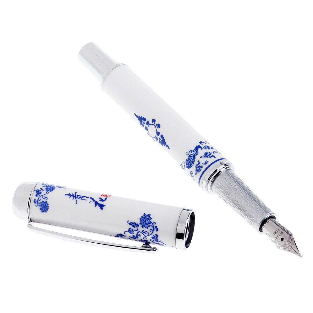 Classic Blue and White Porcelains Fountain Pen Students Stationery Ink Pens