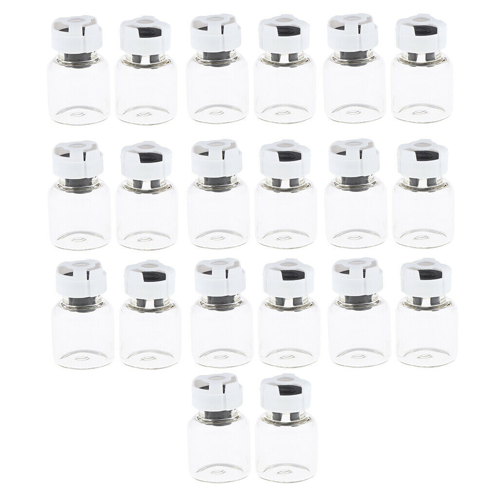 Pack 20pcs Clear Empty Glass Refillable Vials Powder Liquid Containers Gray 10ml
