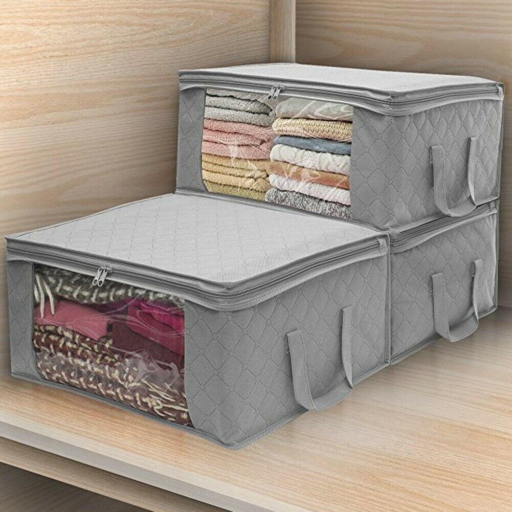 Foldable Home Closet Storage Bag Clothes Quilt Blanket Zipper Organizer Box