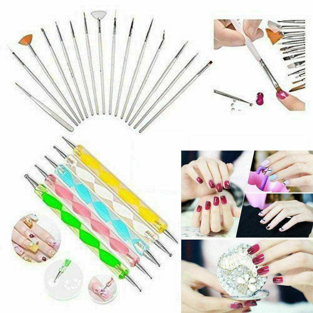 20 pcs Nails Art Gel Design Pen Painting Polish Brush Dotting Drawing Tools Set