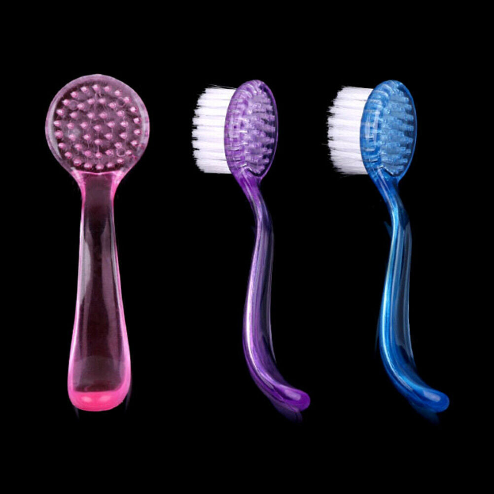 1X Handheld Round Head Washing Brush Nail Art UV Gel Dust Clean Brush Cap To DD