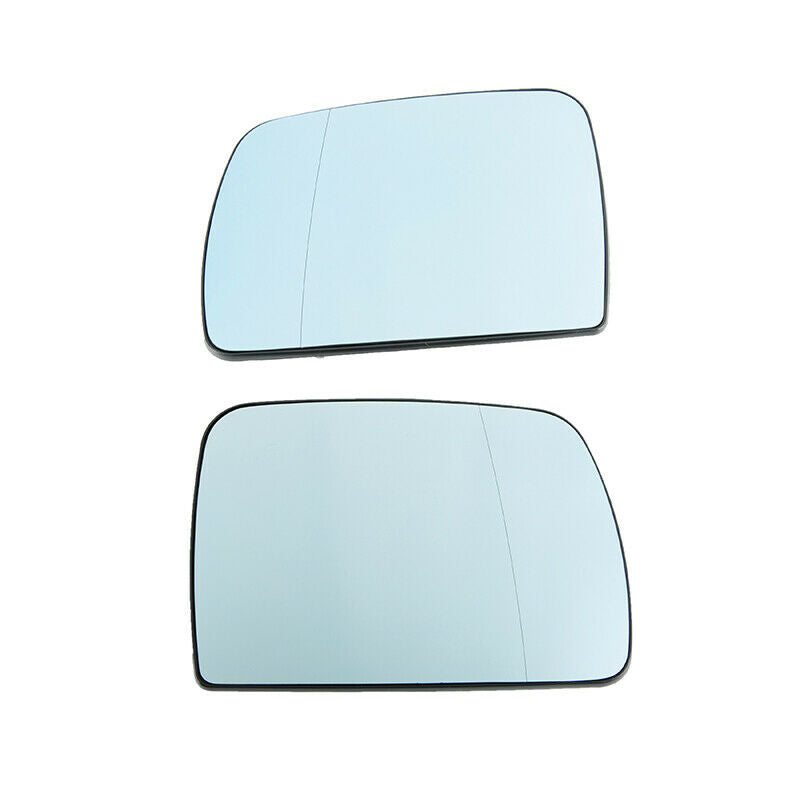 2PCS Door Side Wing Mirror Glass W/ Heated Blue For BMW X5 E53 2000-2006