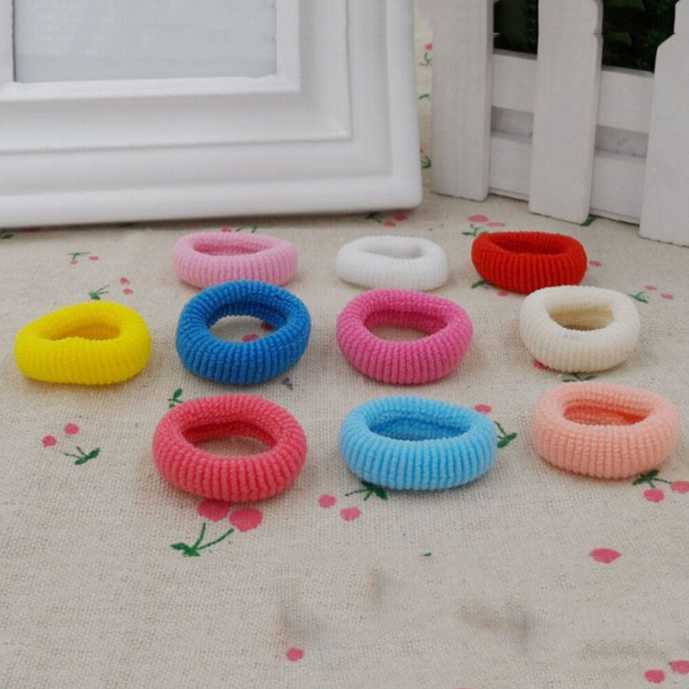 90Pcs/ Pack Elastic Candy Color Baby Girls' Towel Hair Ropes Kids' Hair Band BDA