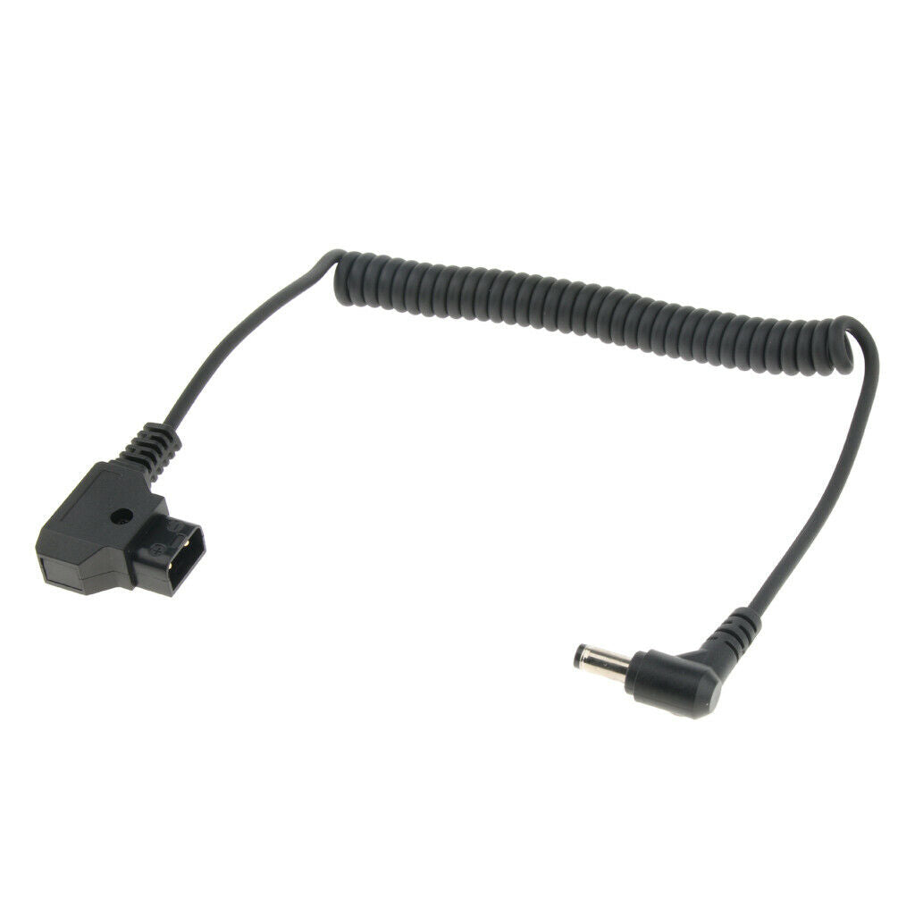 Coiled Power Supply Cable DC Plug 2.5x5.5mm Right Angle to D-Tap Connector