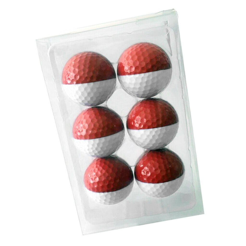 6pcs Golf Ball for Match Practice Play Golfer Gift Red White