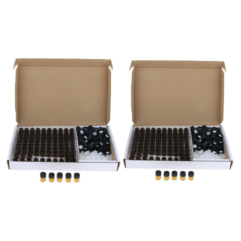 Lot 200pcs 2ml+3ml Empty Glass Bottles w/Orifice Reducer Perfume Vials