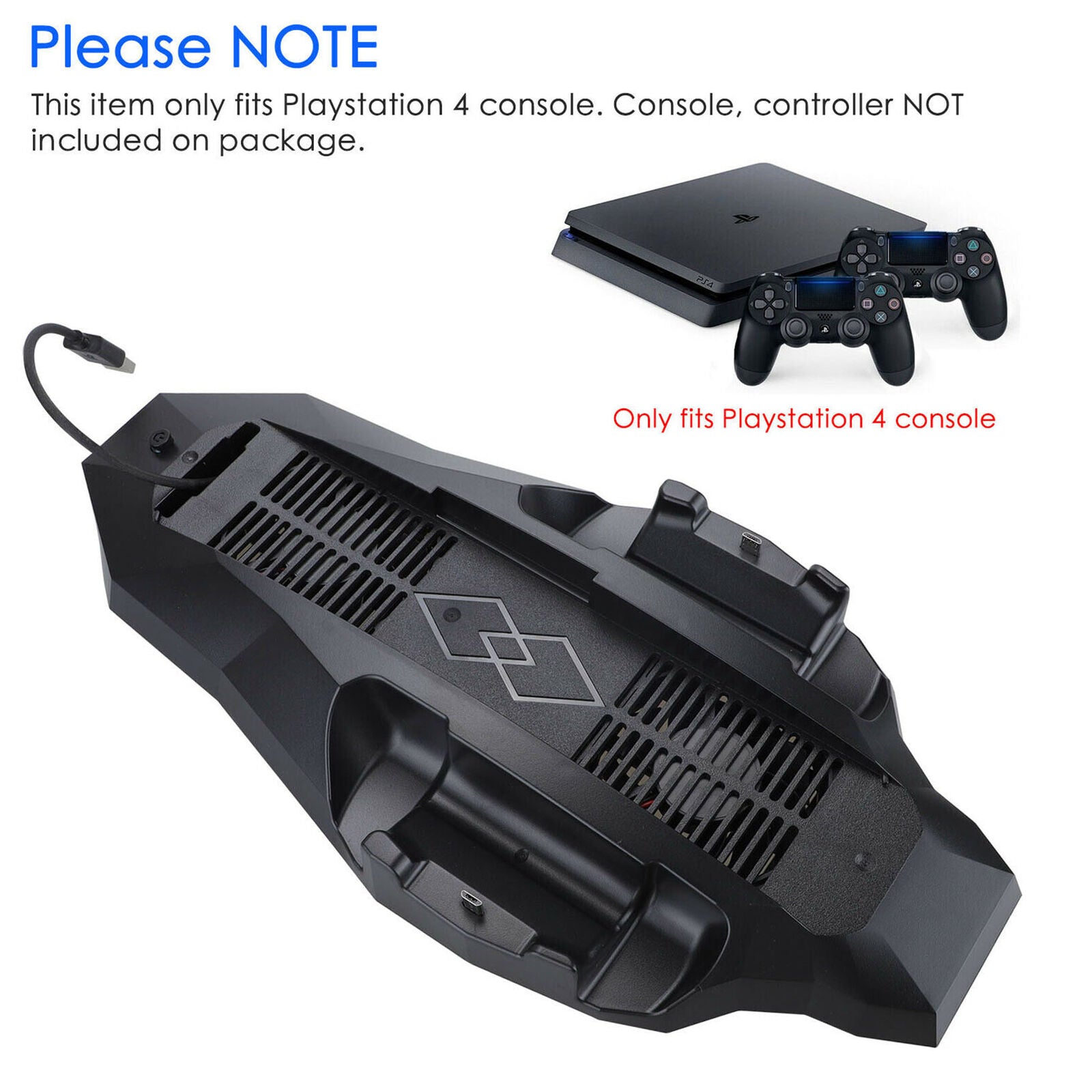Vertical Stand For Sony PS4 with Cooling Fan 2 Controller Charging Dock Station
