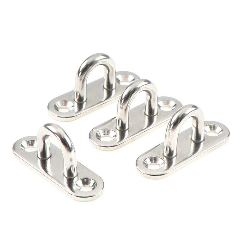 4 Pcs Stainless Steel Oblong Pad Eye Plate Staple Ring Hook Loop U-Shap.l8